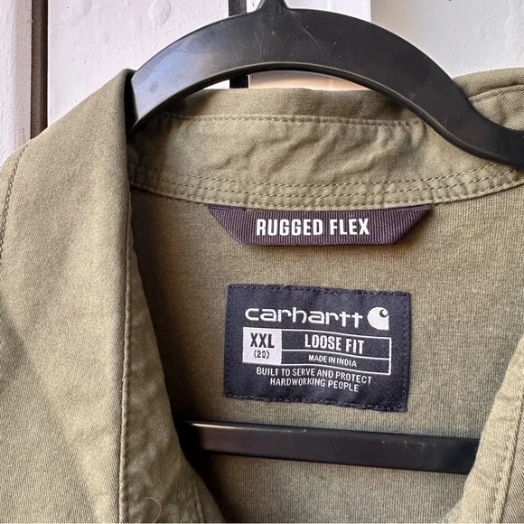 Women Carhartt Loose Fit Midweight Twill Long-Sleeve Jersey-Lined Shirt … - Picture 7 of 10